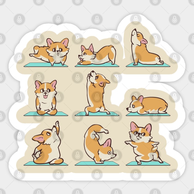 Corgi Yoga Sticker by huebucket